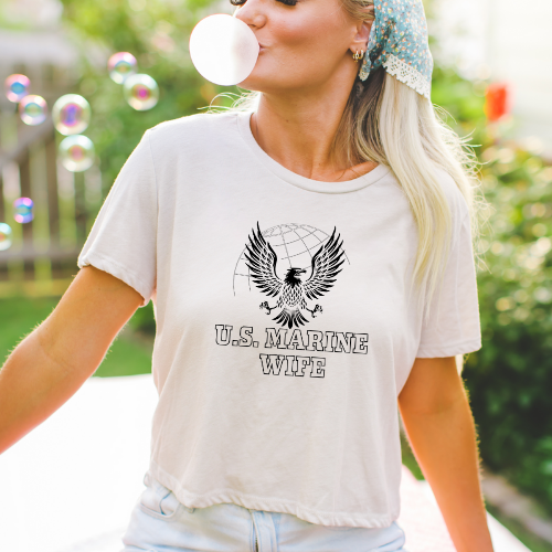 U.S. Marine Wife - Women's Flowy Cropped Tee