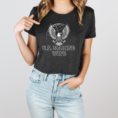 U.S. Marine Wife - Women's Flowy Cropped Tee
