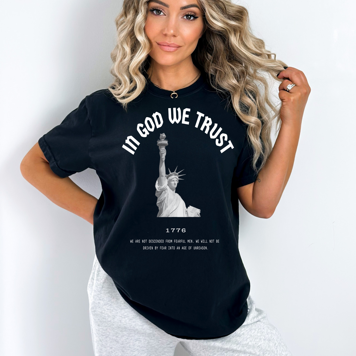In God We Trust Lady Liberty - Unisex Garment-Dyed Heavyweight Tee