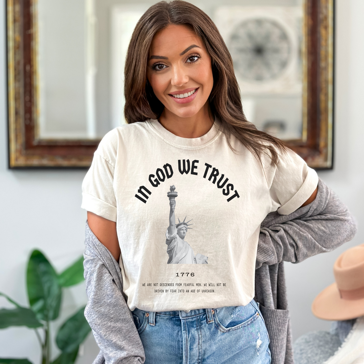 In God We Trust Lady Liberty - Unisex Garment-Dyed Heavyweight Tee