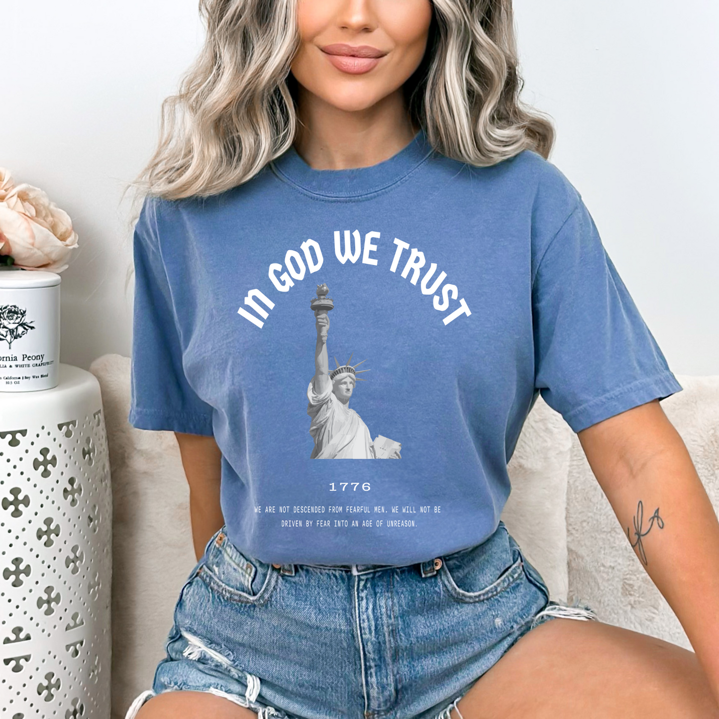 In God We Trust Lady Liberty - Unisex Garment-Dyed Heavyweight Tee
