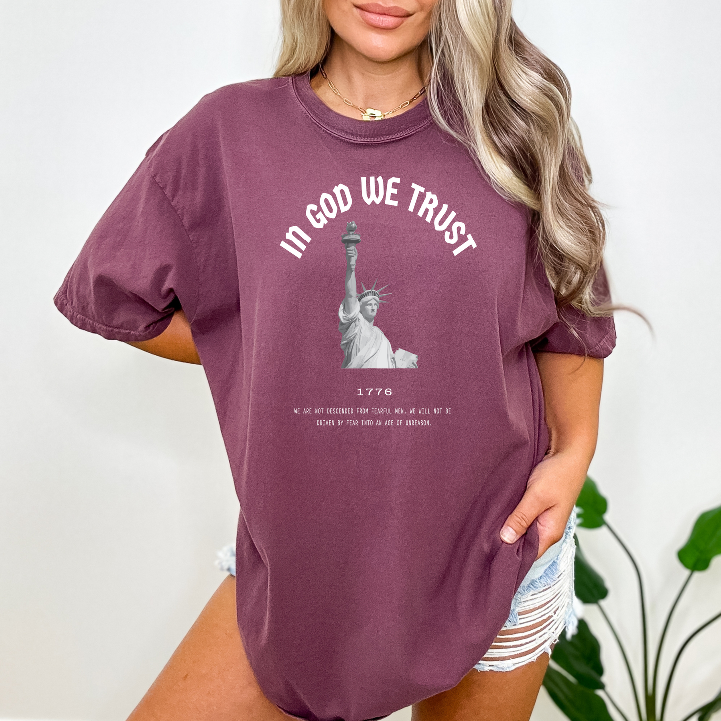 In God We Trust Lady Liberty - Unisex Garment-Dyed Heavyweight Tee