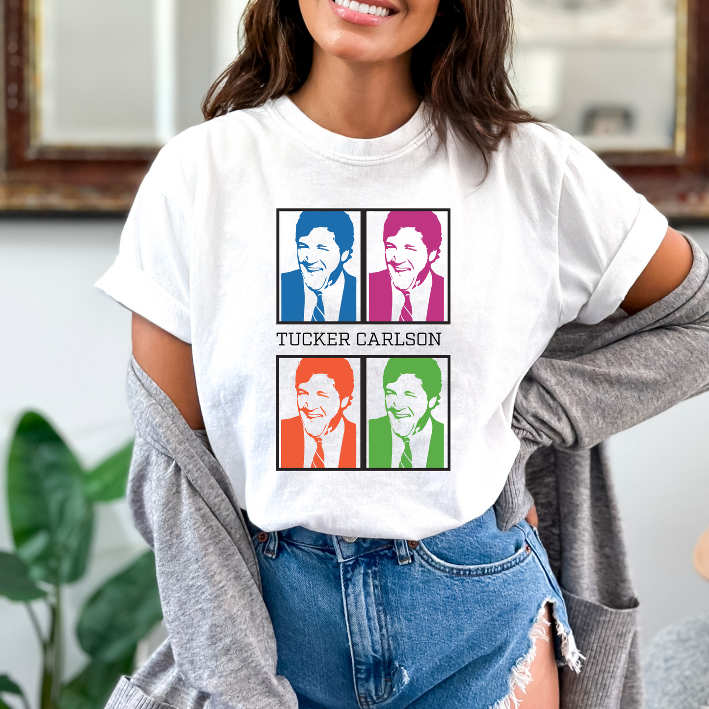 Tucker Carlson Warhol Style - Unisex Garment-Dyed Heavyweight Tee