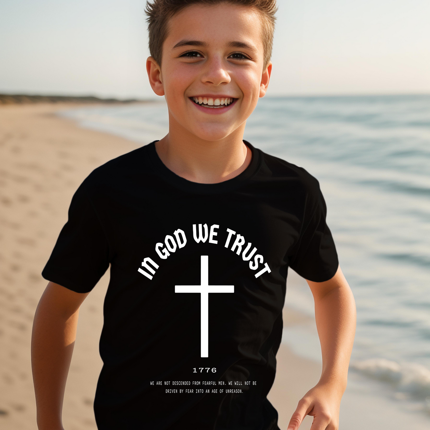 In God We Trust Cross - Youth Short Sleeve T-Shirt