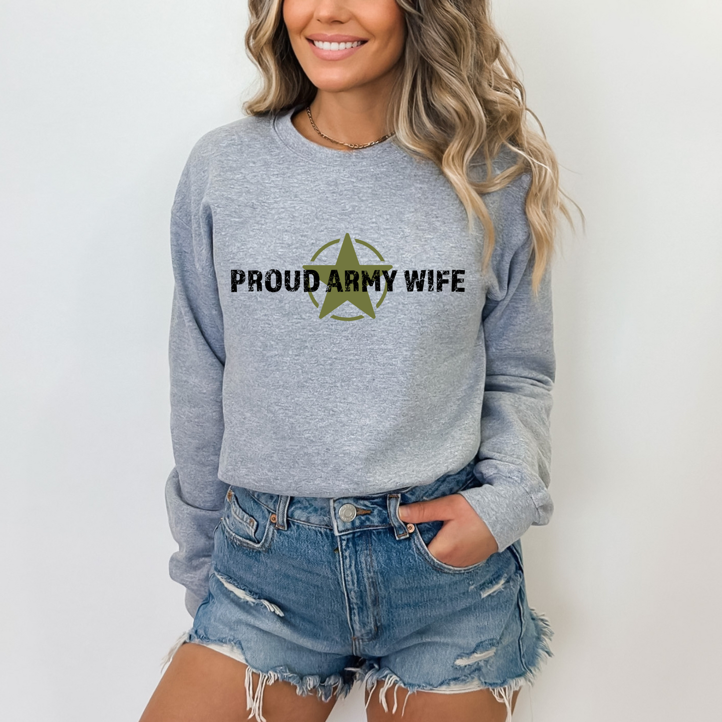 Proud Army Wife - Unisex Crewneck Sweatshirt