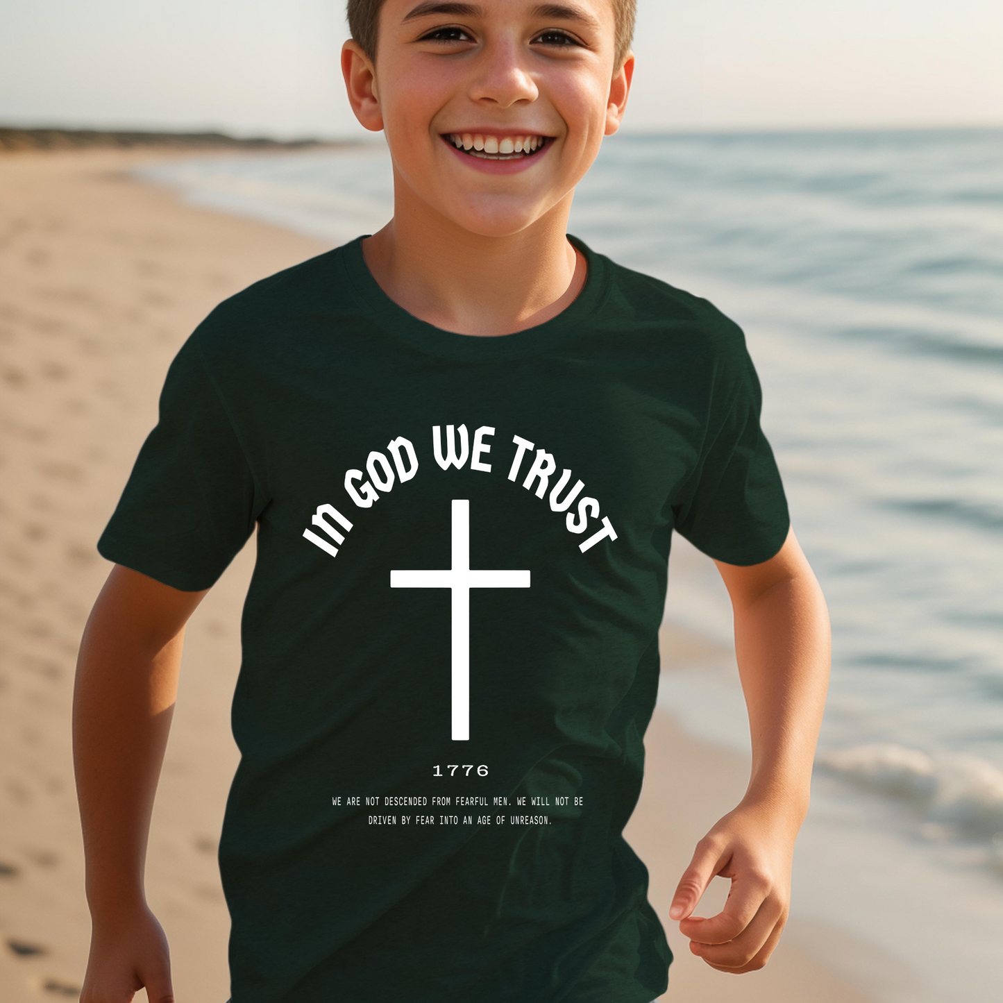 In God We Trust Cross - Youth Short Sleeve T-Shirt