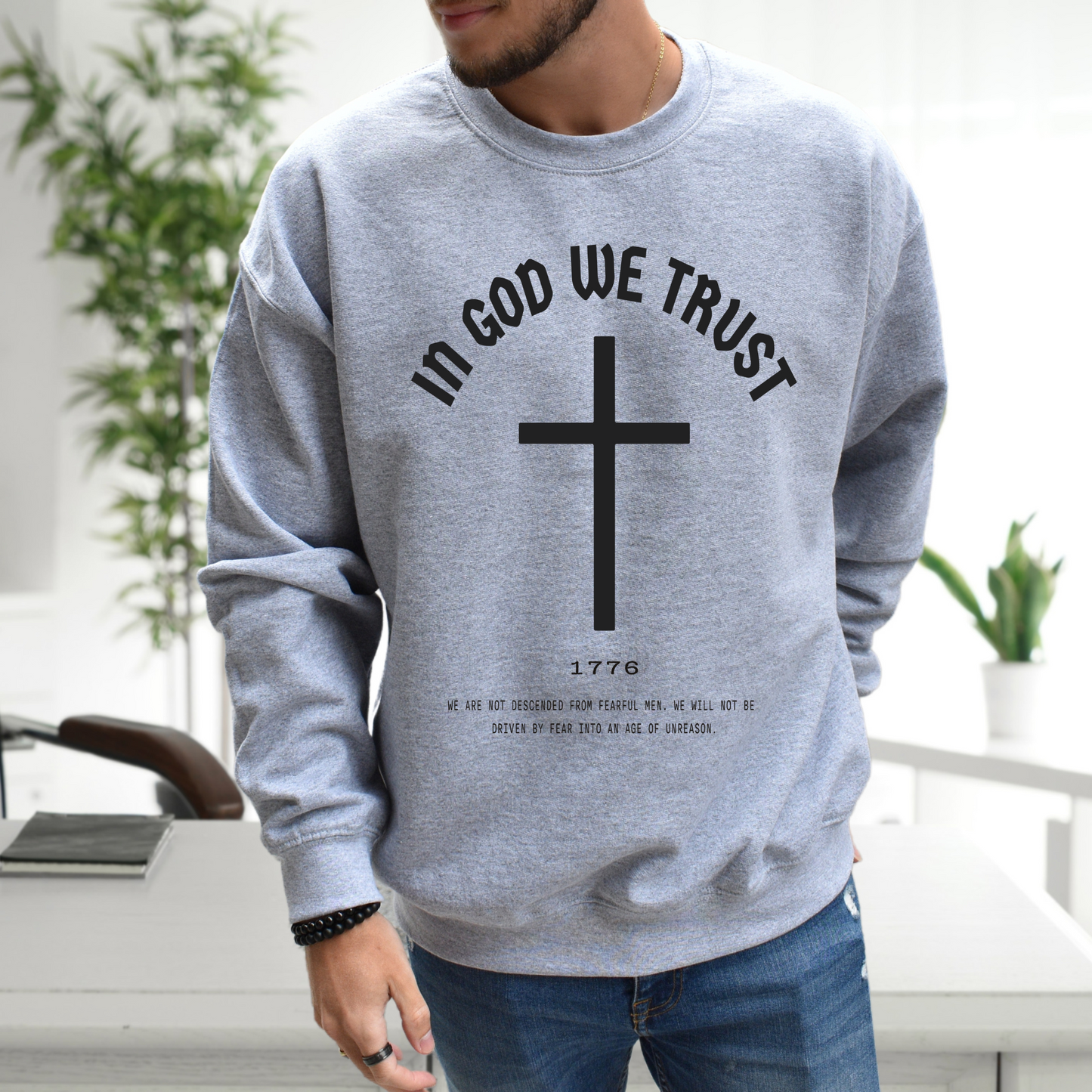 In God We Trust Cross- Unisex Crewneck Sweatshirt