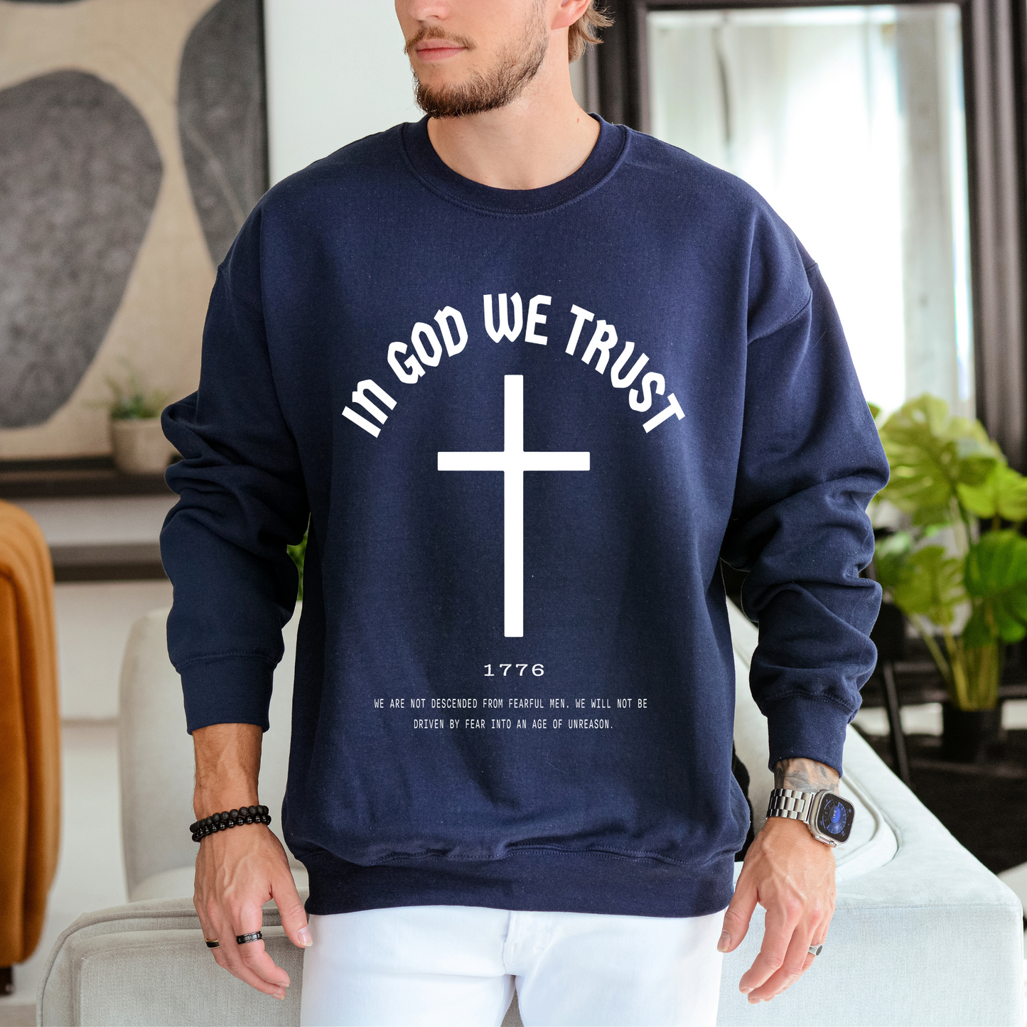 In God We Trust Cross- Unisex Crewneck Sweatshirt