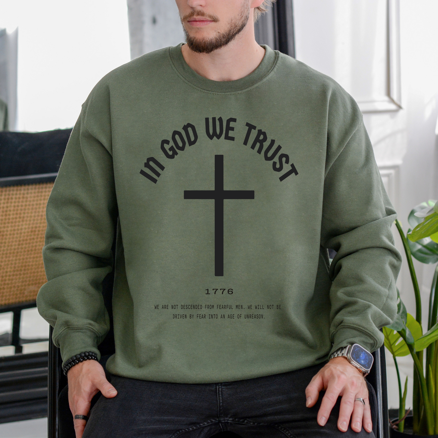 In God We Trust Cross- Unisex Crewneck Sweatshirt