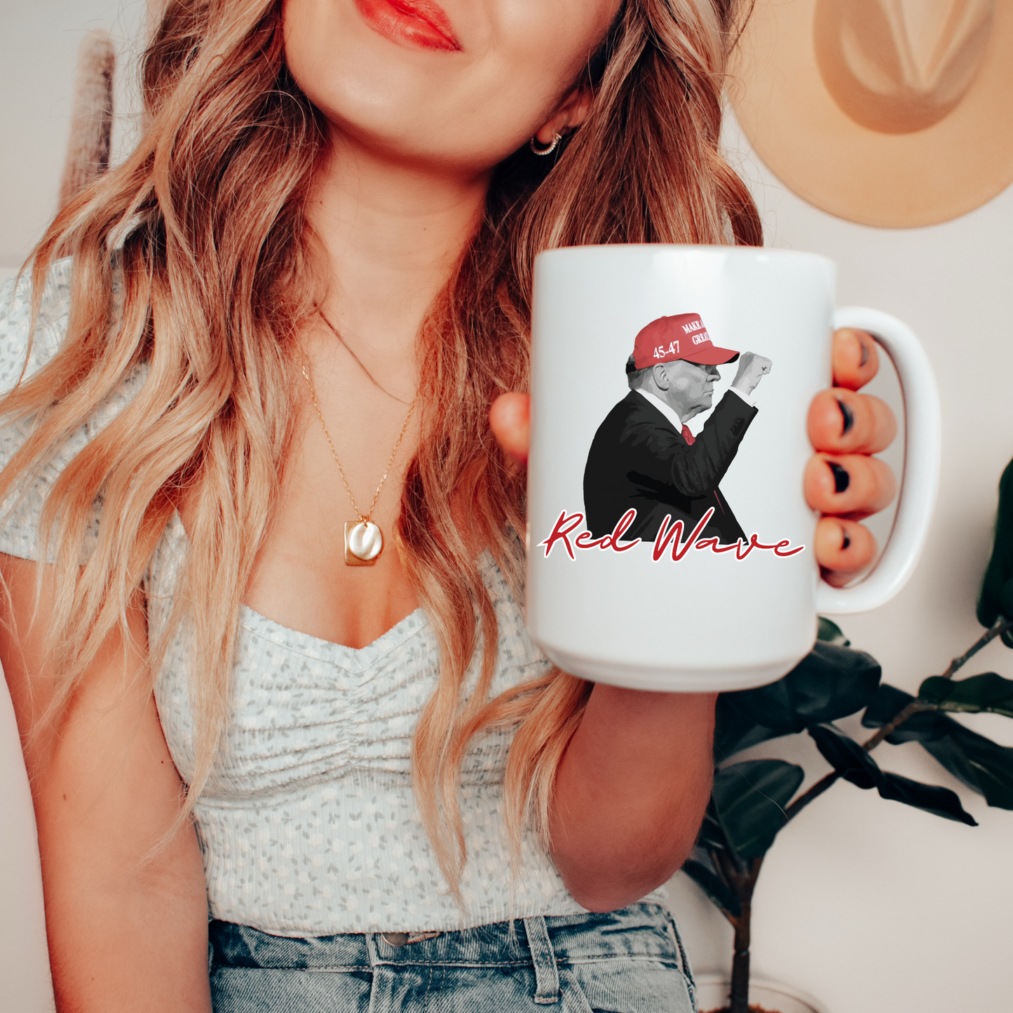 Trump Red Wave - White Glossy Mug