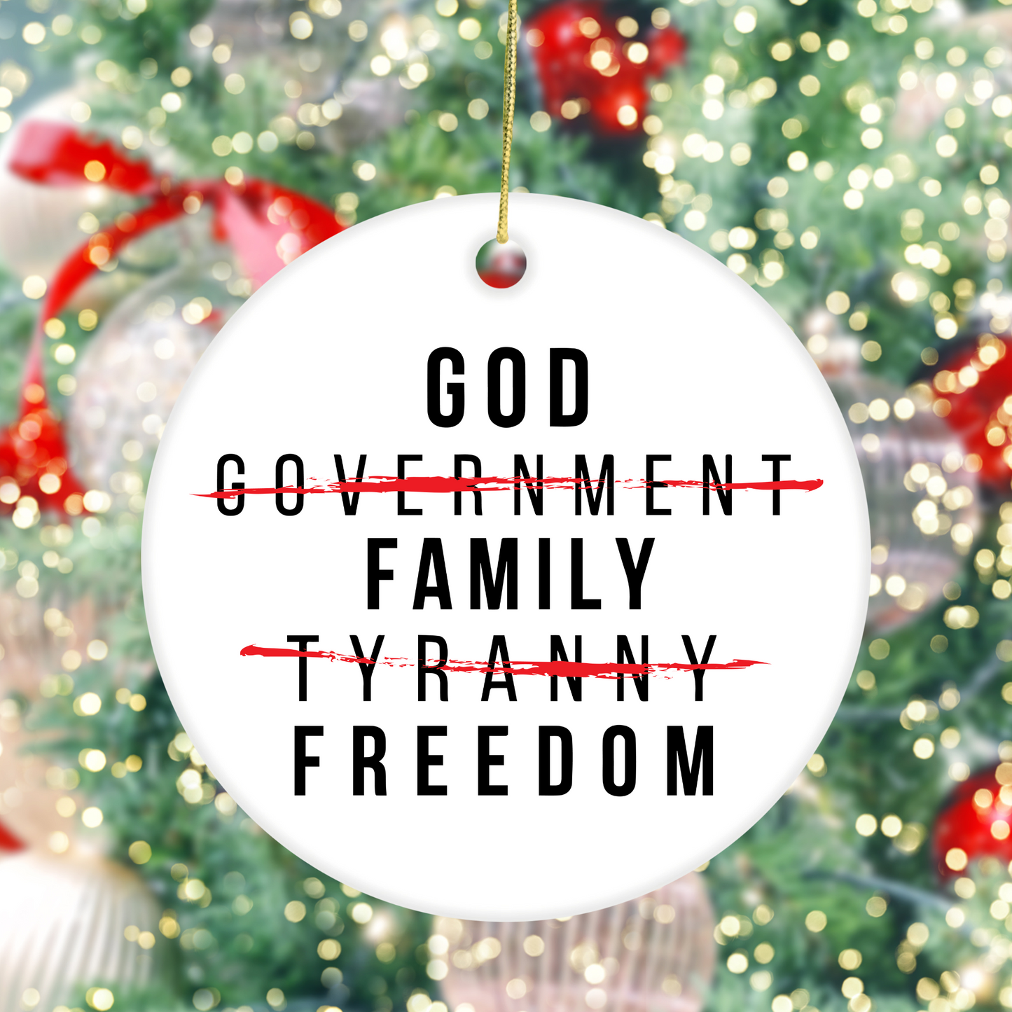 God Family Freedom - Ceramic Ornament
