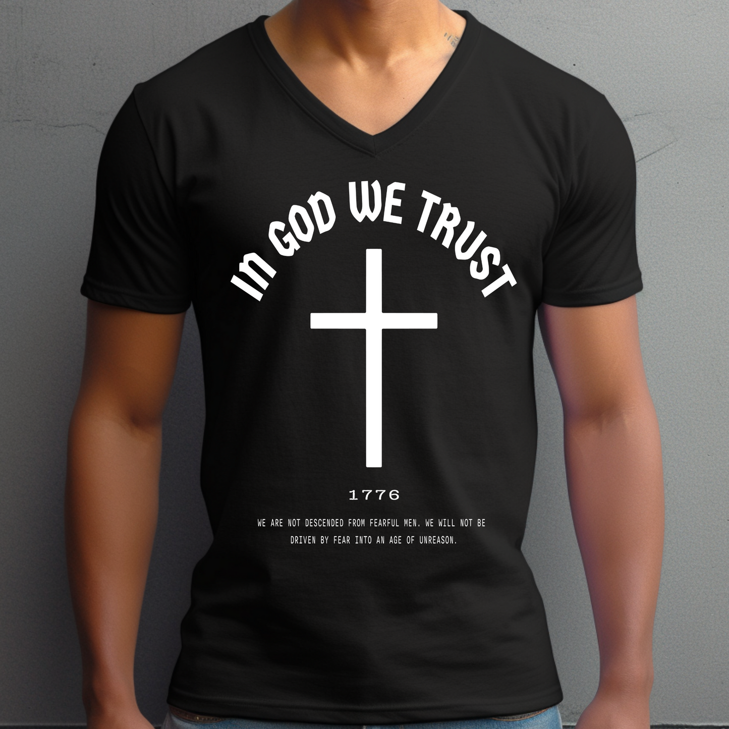 In God We Trust Cross - Unisex Jersey V-Neck Tee