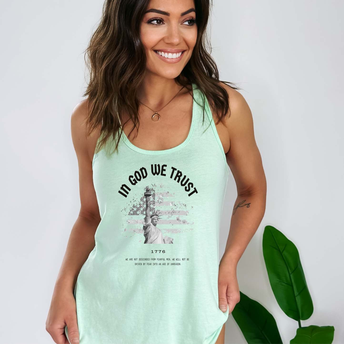 In God We Trust Liberty Flag - Women's Racerback Tank