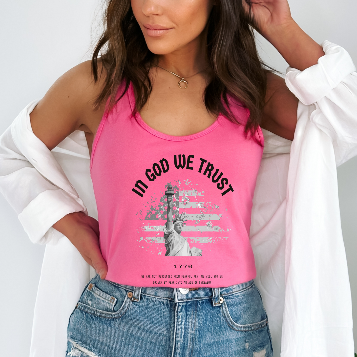 In God We Trust Liberty Flag - Women's Racerback Tank