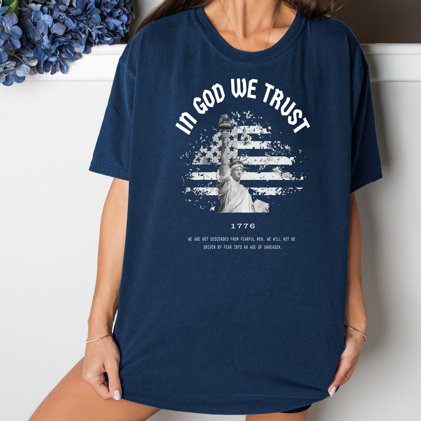 In God We Trust Liberty Flag - Unisex Garment-Dyed Heavyweight Tee