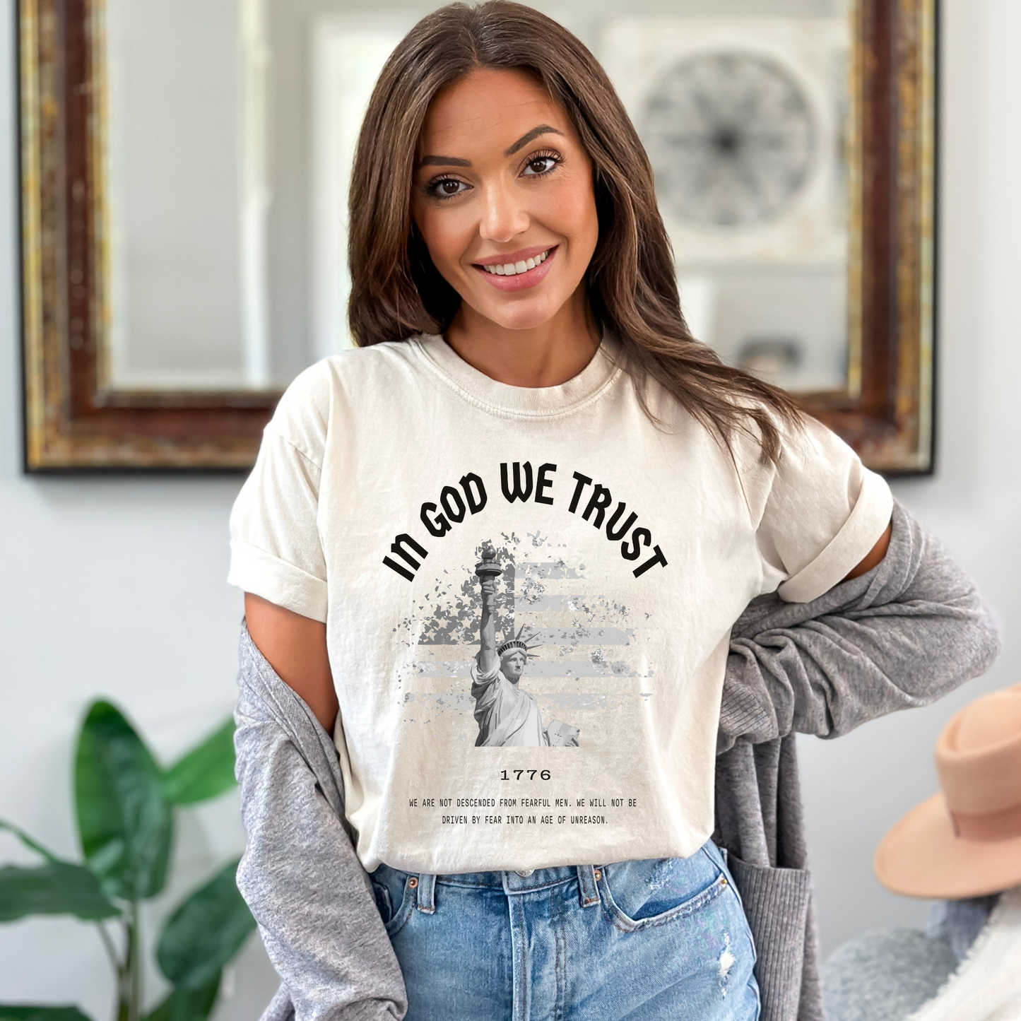 In God We Trust Liberty Flag - Unisex Garment-Dyed Heavyweight Tee