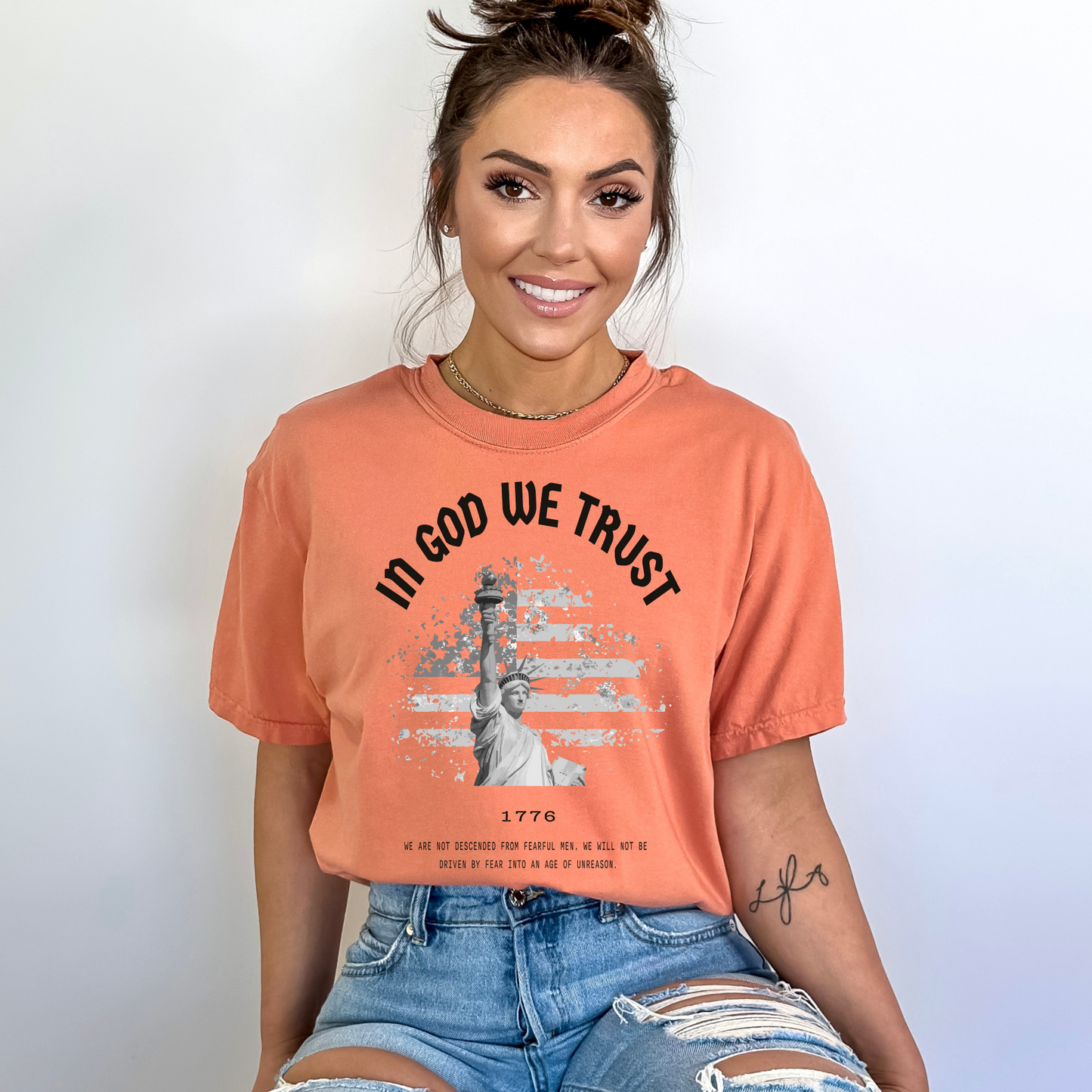 In God We Trust Liberty Flag - Unisex Garment-Dyed Heavyweight Tee