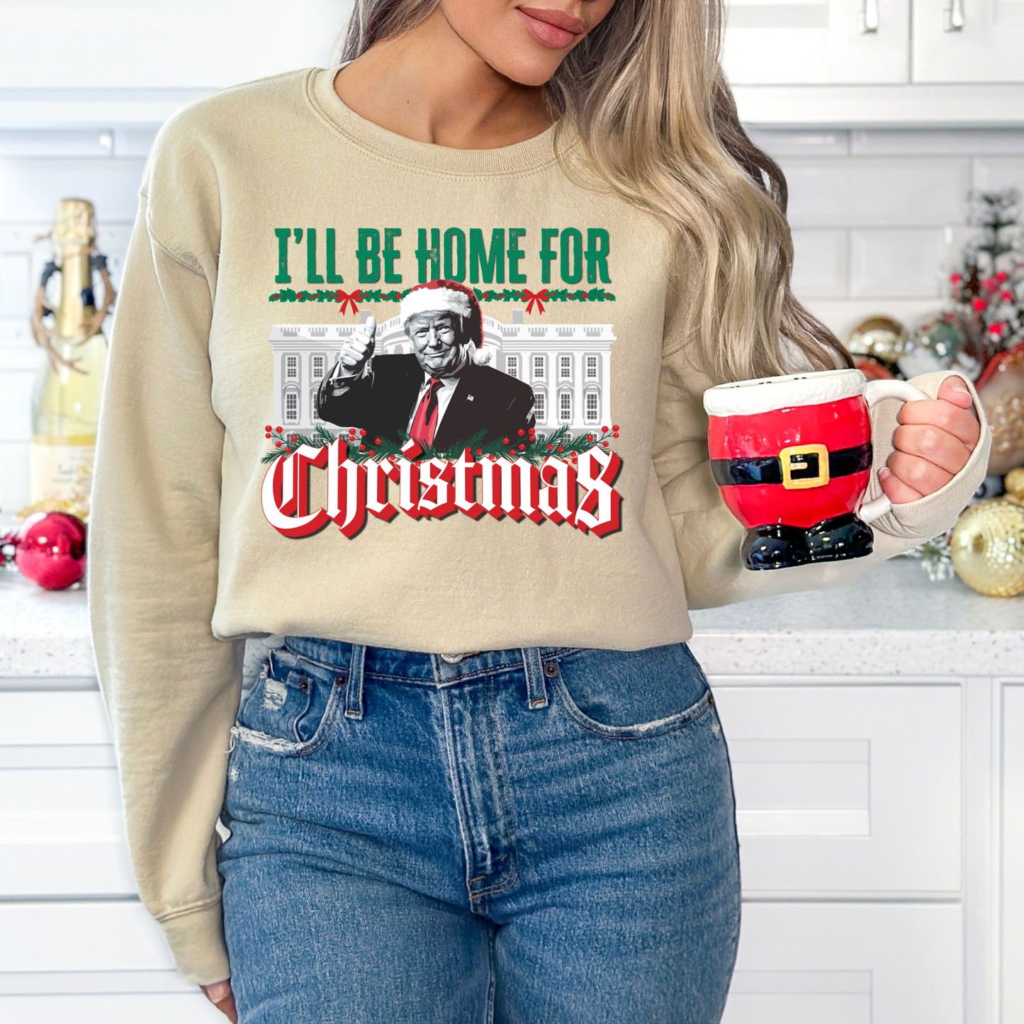 Trump "I'll be Home for Christmas" - Unisex Crewneck Sweatshirt