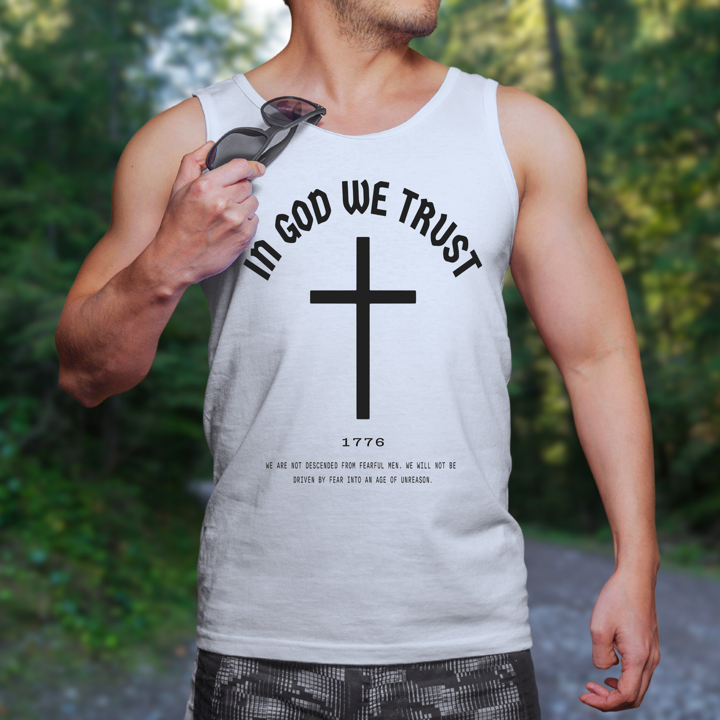 In God We Trust Cross - Unisex Jersey Tank Top