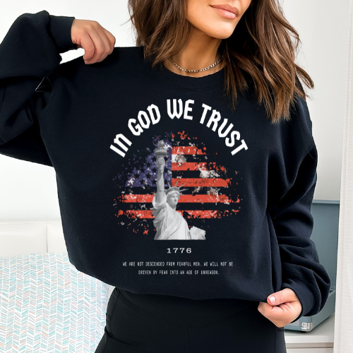 In God We Trust Liberty Flag - Unisex Crewneck Sweatshirt