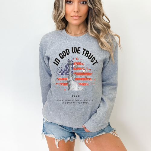 In God We Trust Liberty Flag - Unisex Crewneck Sweatshirt