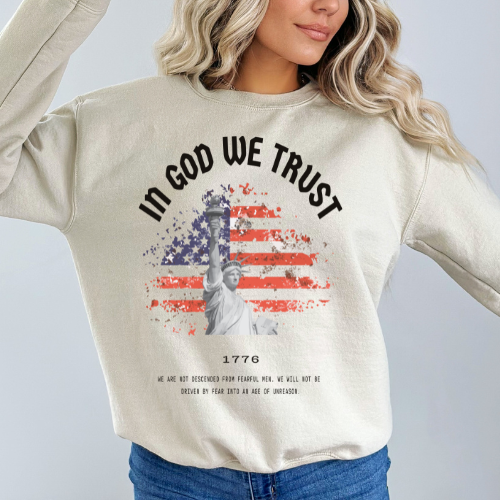 In God We Trust Liberty Flag - Unisex Crewneck Sweatshirt