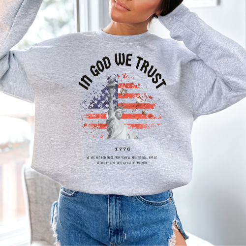 In God We Trust Liberty Flag - Unisex Crewneck Sweatshirt