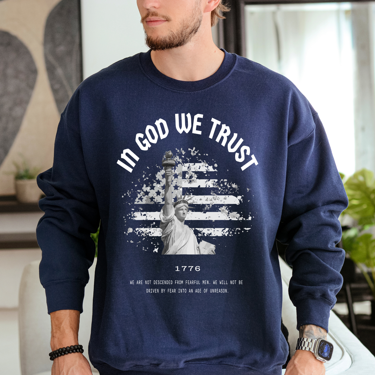 In God We Trust Liberty Flag - Unisex Crewneck Sweatshirt