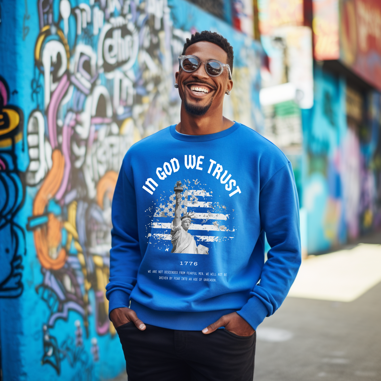 In God We Trust Liberty Flag - Unisex Crewneck Sweatshirt