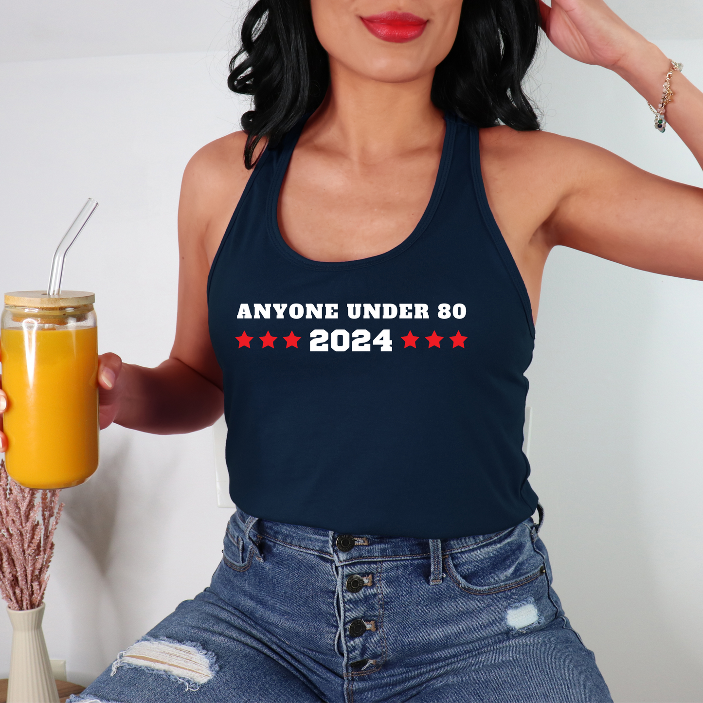 Anyone Under 80 - Women's Racerback Tank