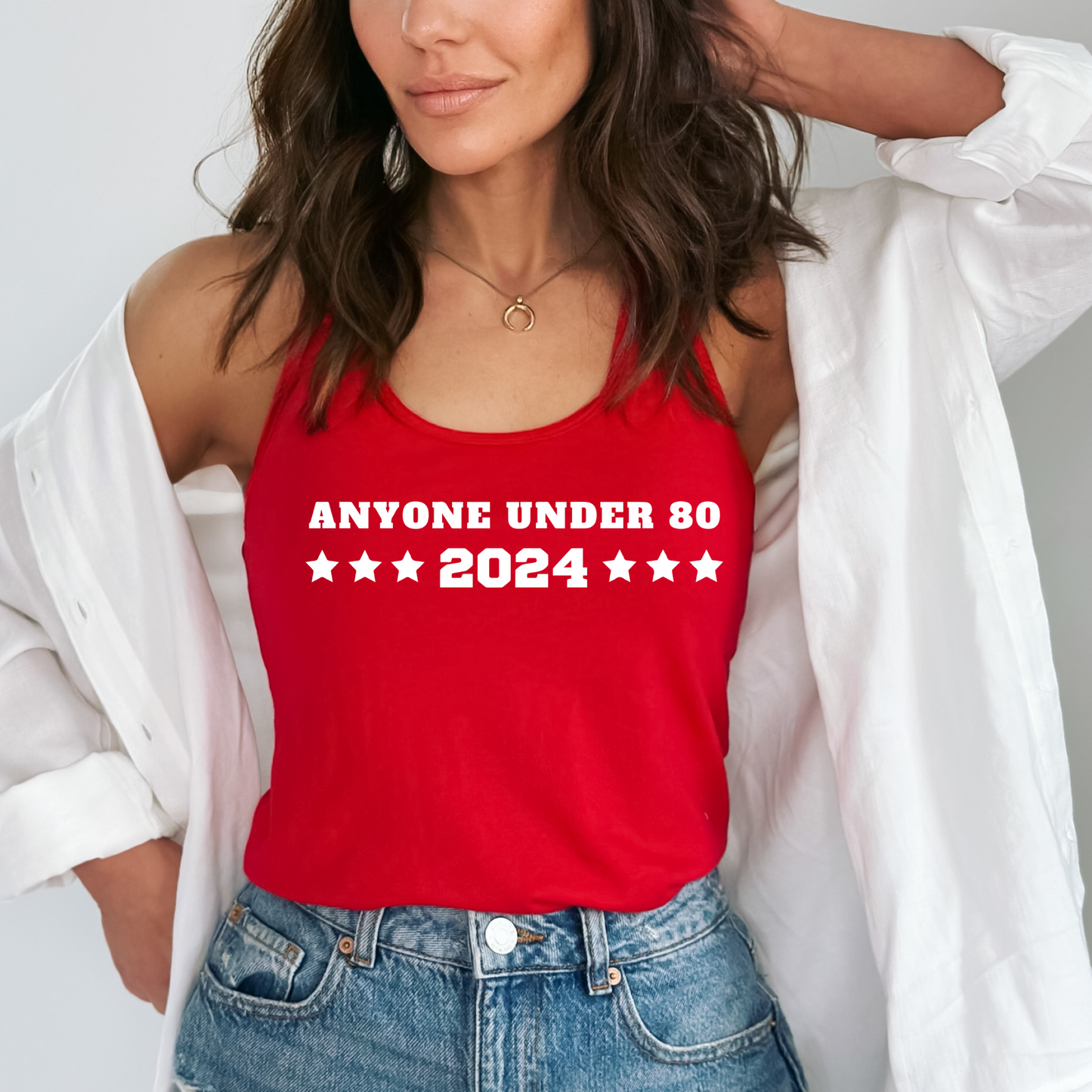 Anyone Under 80 - Women's Racerback Tank