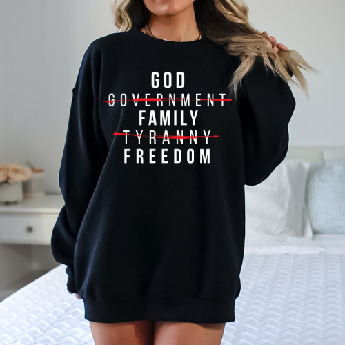 God Family Freedom - Unisex Crewneck Sweatshirt