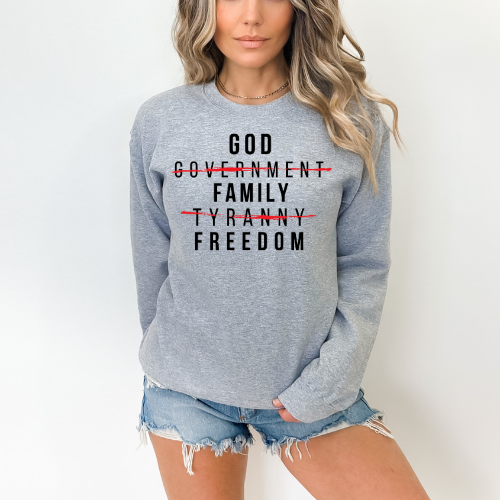 God Family Freedom - Unisex Crewneck Sweatshirt