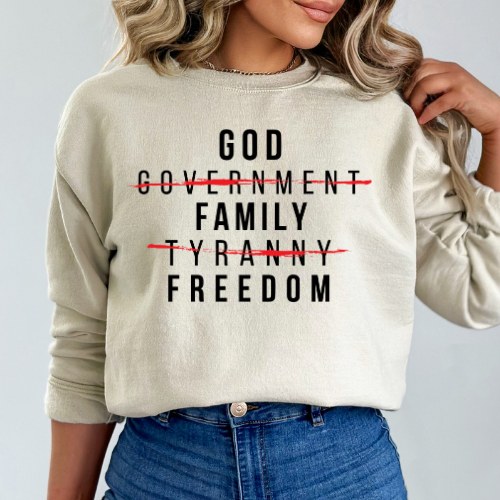God Family Freedom - Unisex Crewneck Sweatshirt
