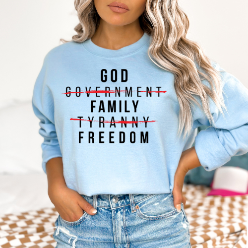 God Family Freedom - Unisex Crewneck Sweatshirt