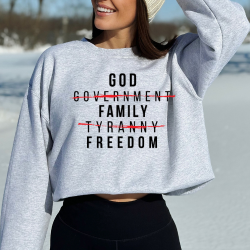 God Family Freedom - Unisex Crewneck Sweatshirt