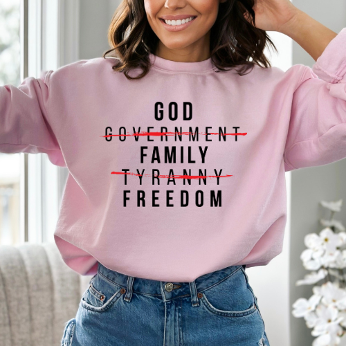 God Family Freedom - Unisex Crewneck Sweatshirt