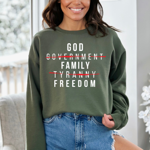 God Family Freedom - Unisex Crewneck Sweatshirt