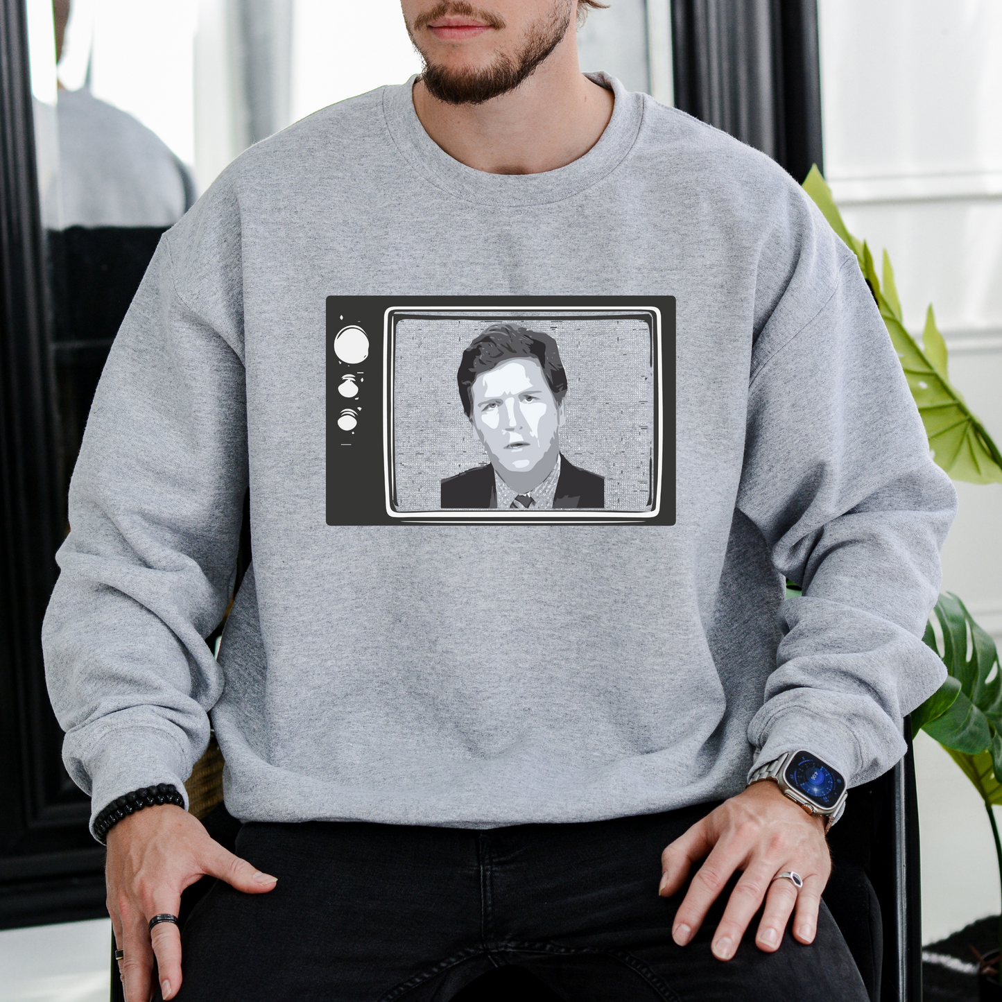 Tucker Carlson Retro TV - Unisex Crewneck Sweatshirt