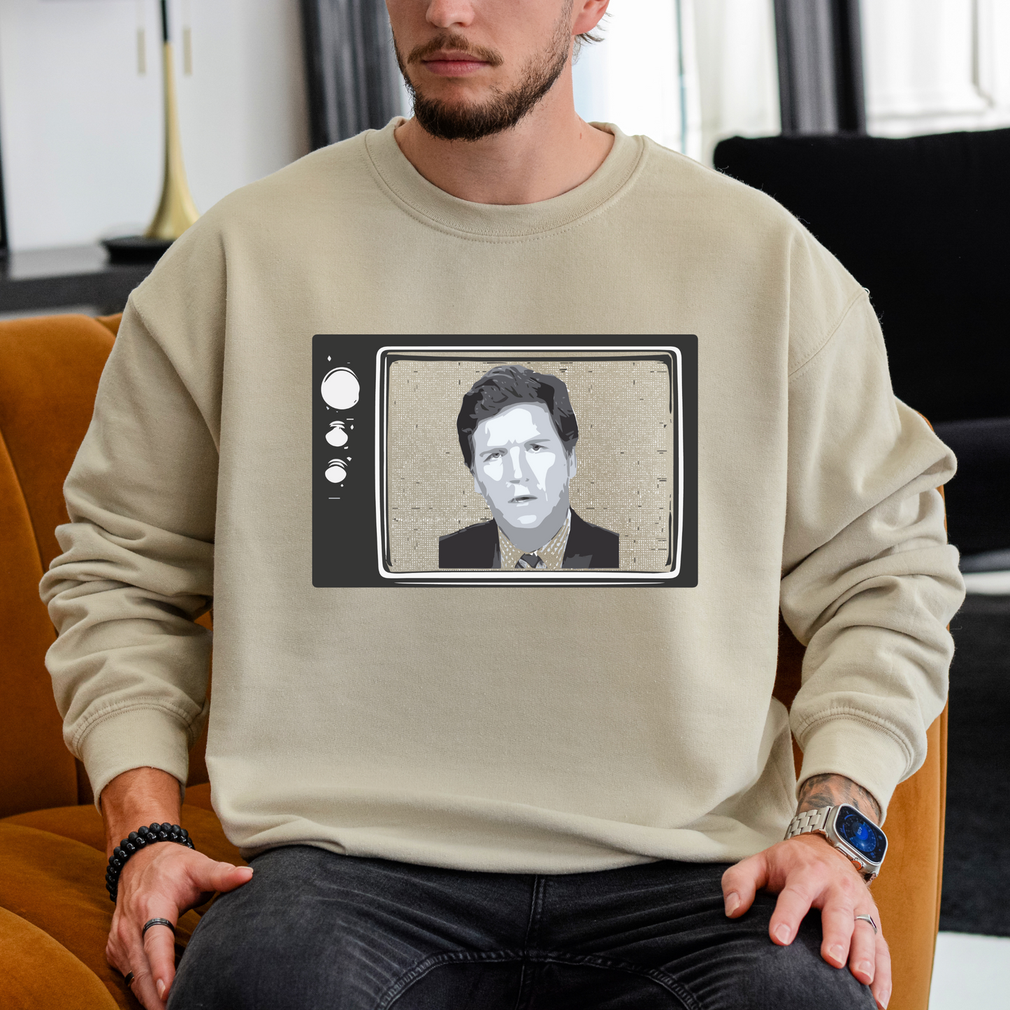 Tucker Carlson Retro TV - Unisex Crewneck Sweatshirt