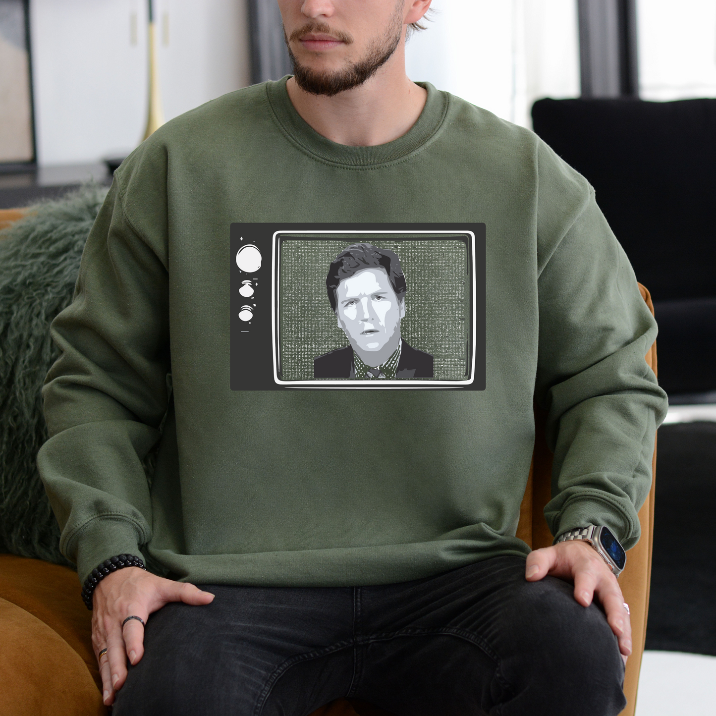Tucker Carlson Retro TV - Unisex Crewneck Sweatshirt