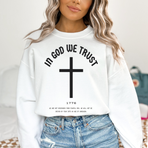 In God We Trust Cross - Unisex Crewneck Sweatshirt