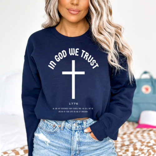 In God We Trust Cross - Unisex Crewneck Sweatshirt
