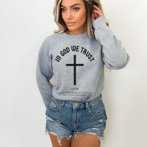 In God We Trust Cross - Unisex Crewneck Sweatshirt