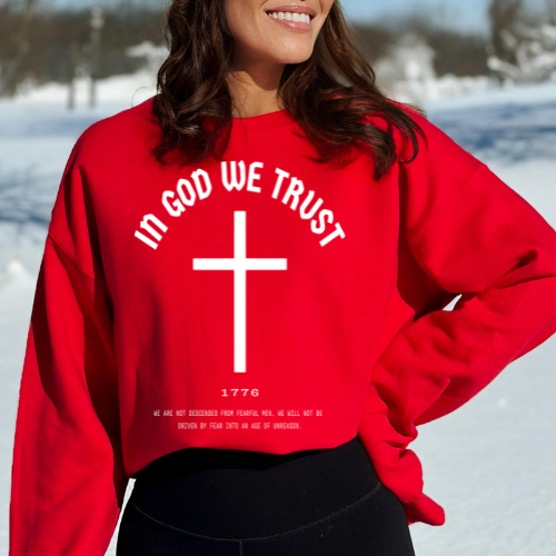 In God We Trust Cross - Unisex Crewneck Sweatshirt