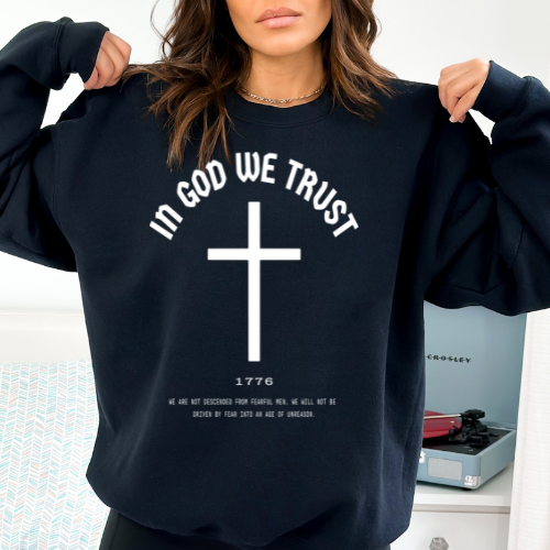 In God We Trust Cross - Unisex Crewneck Sweatshirt