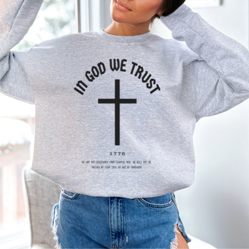 In God We Trust Cross - Unisex Crewneck Sweatshirt