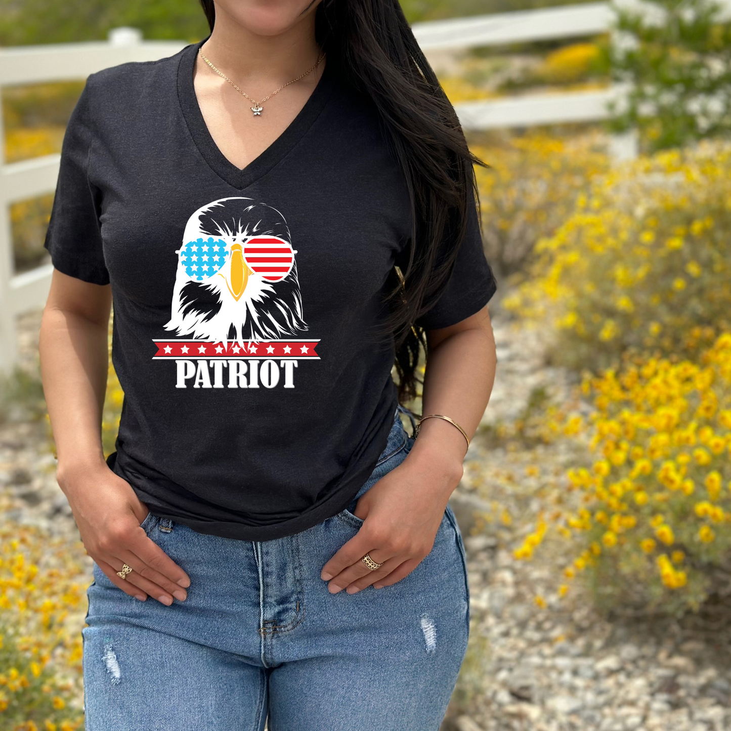 Patriot Eagle - Unisex V-Neck Jersey Tee