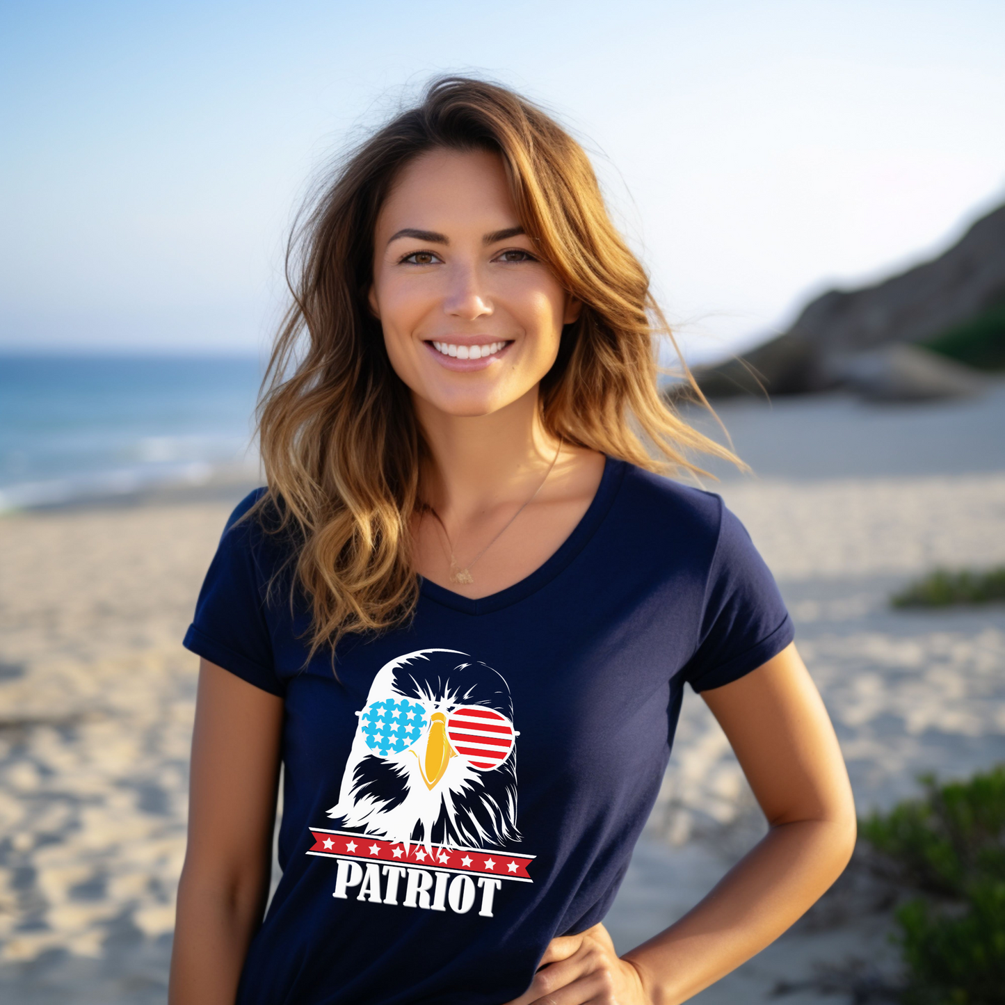 Patriot Eagle - Unisex V-Neck Jersey Tee