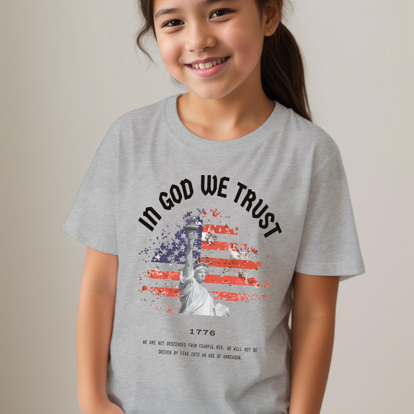 In God We Trust Red White Blue - Youth Short Sleeve T-Shirt